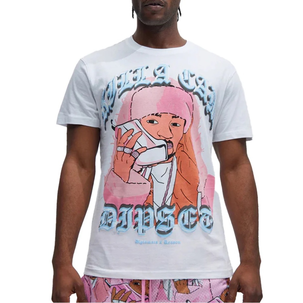 “Killa Cam Dipset” White Graphic T-Shirt with Pink and Blue Design- Size XXL